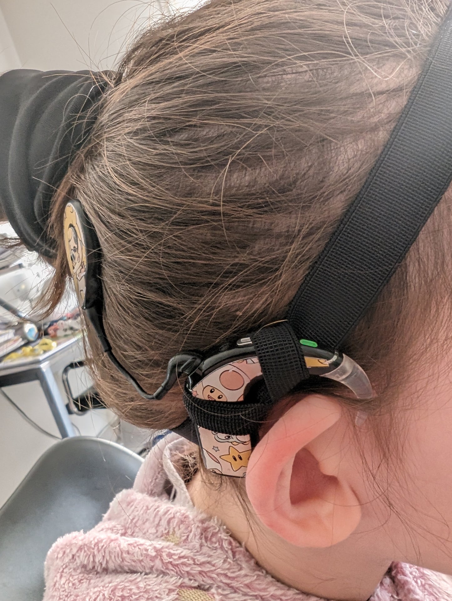 Bandeaux réglable antidérapant 15 mm pour implant cochléaire et prothèse auditive - brettelles d oreilles sécurité anti perte enfant