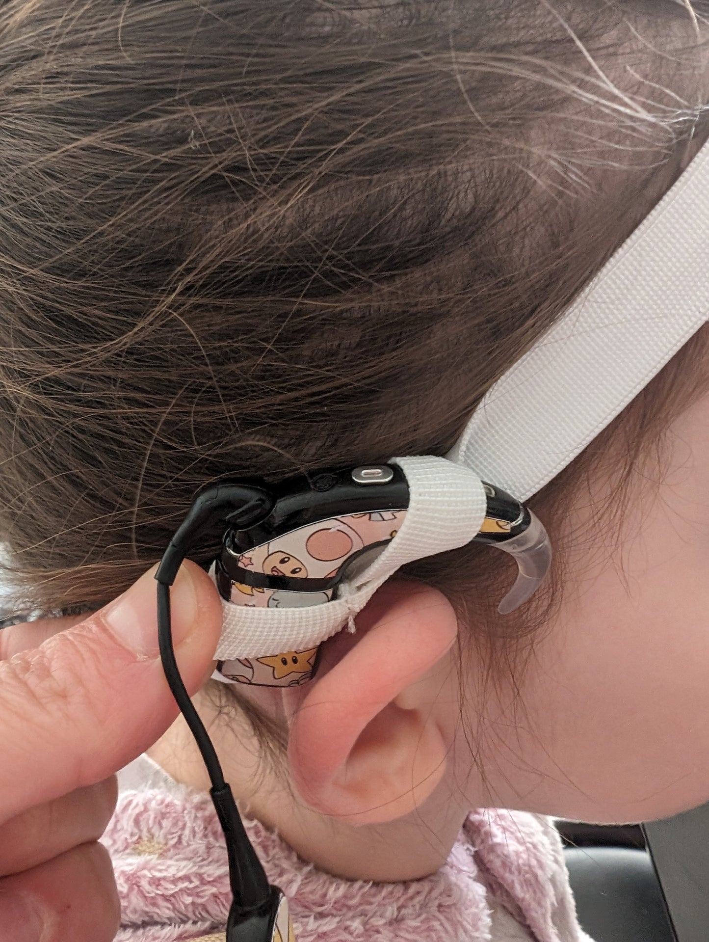 Bandeaux réglable antidérapant 15 mm pour implant cochléaire et prothèse auditive - brettelles d oreilles sécurité anti perte enfant