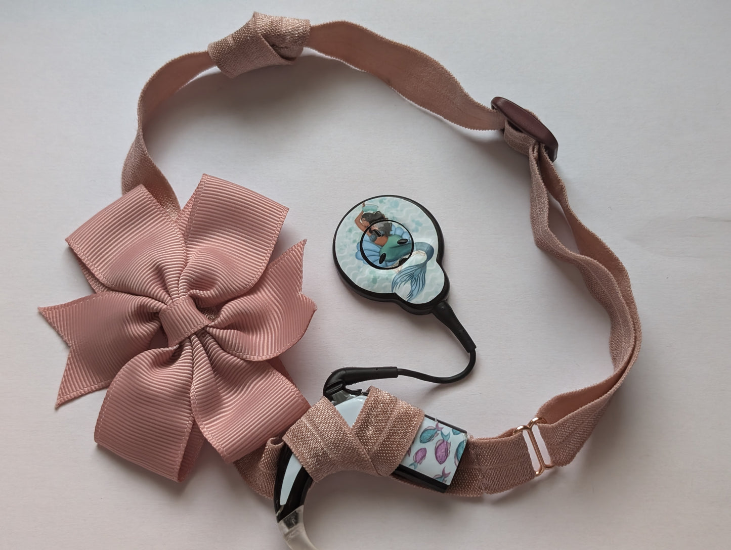 Bandeau ajustable pour implant cochléaire et prothèse auditive pour bebe et jeunes enfants avec petit nœud coulisssant