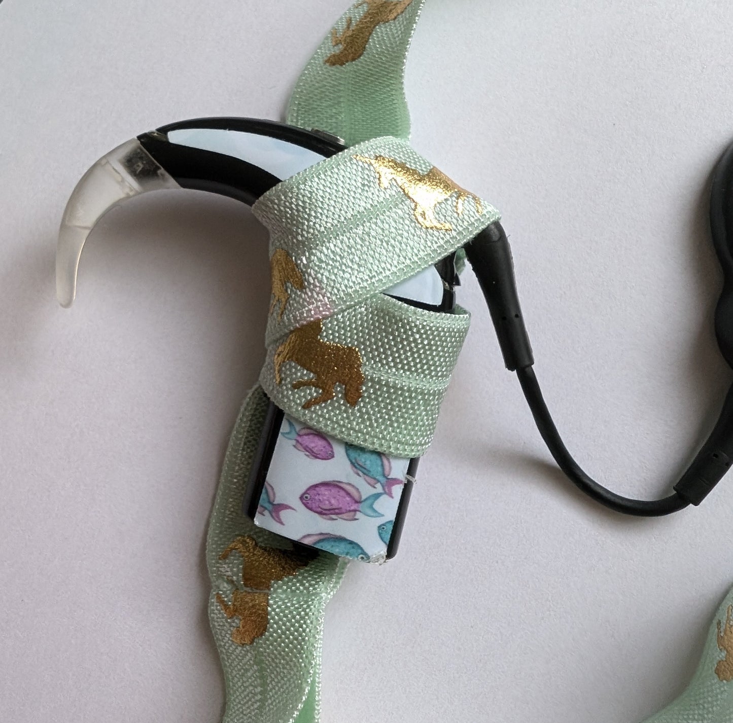 Bandeau pour implant cochléaire et prothèse auditive imprimé licorne serre tête anti perte taille ajustable