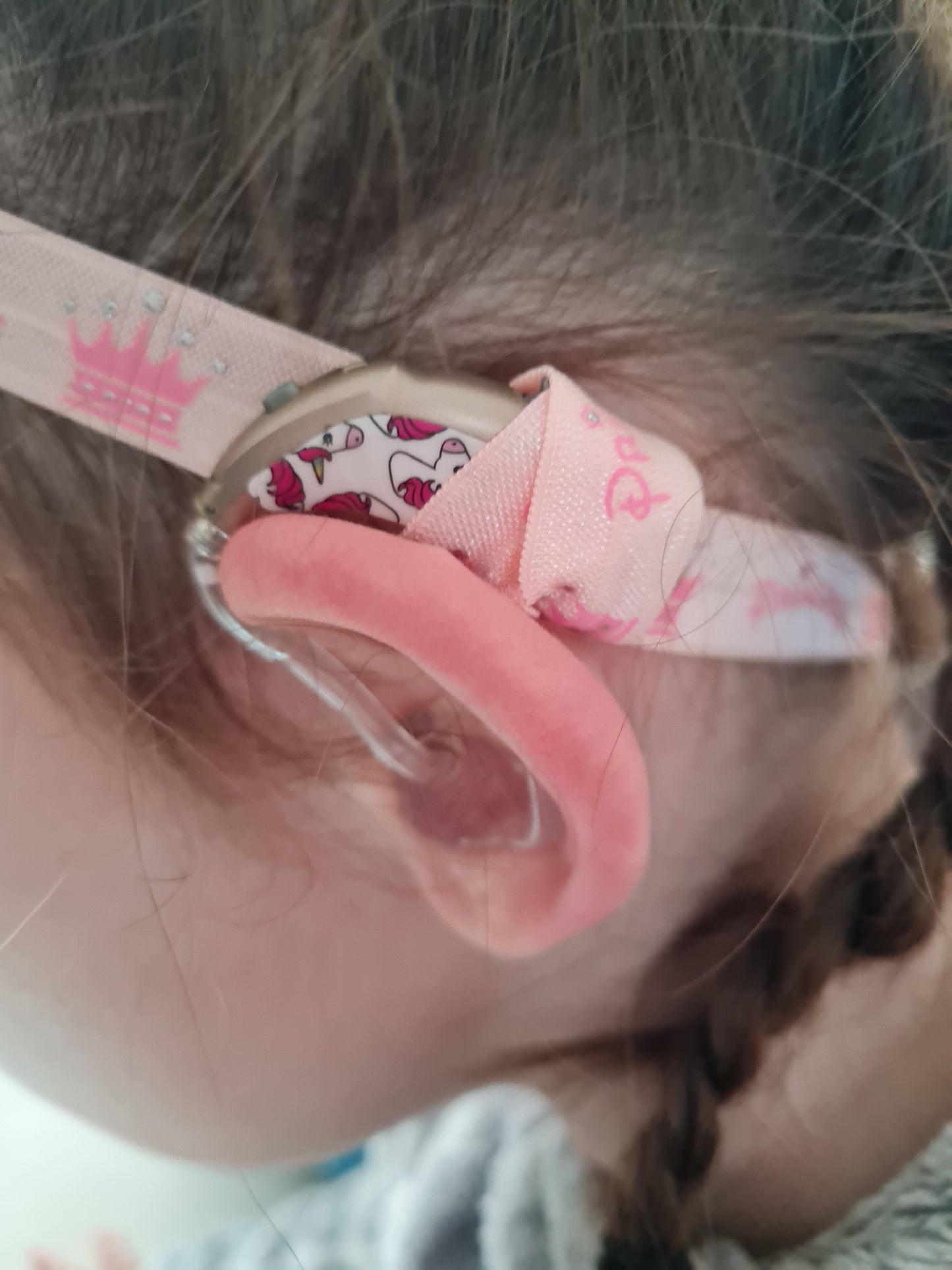 bandeau ajustable pour implant cochléaire et prothèses auditives motif princesse serre tête anti perte