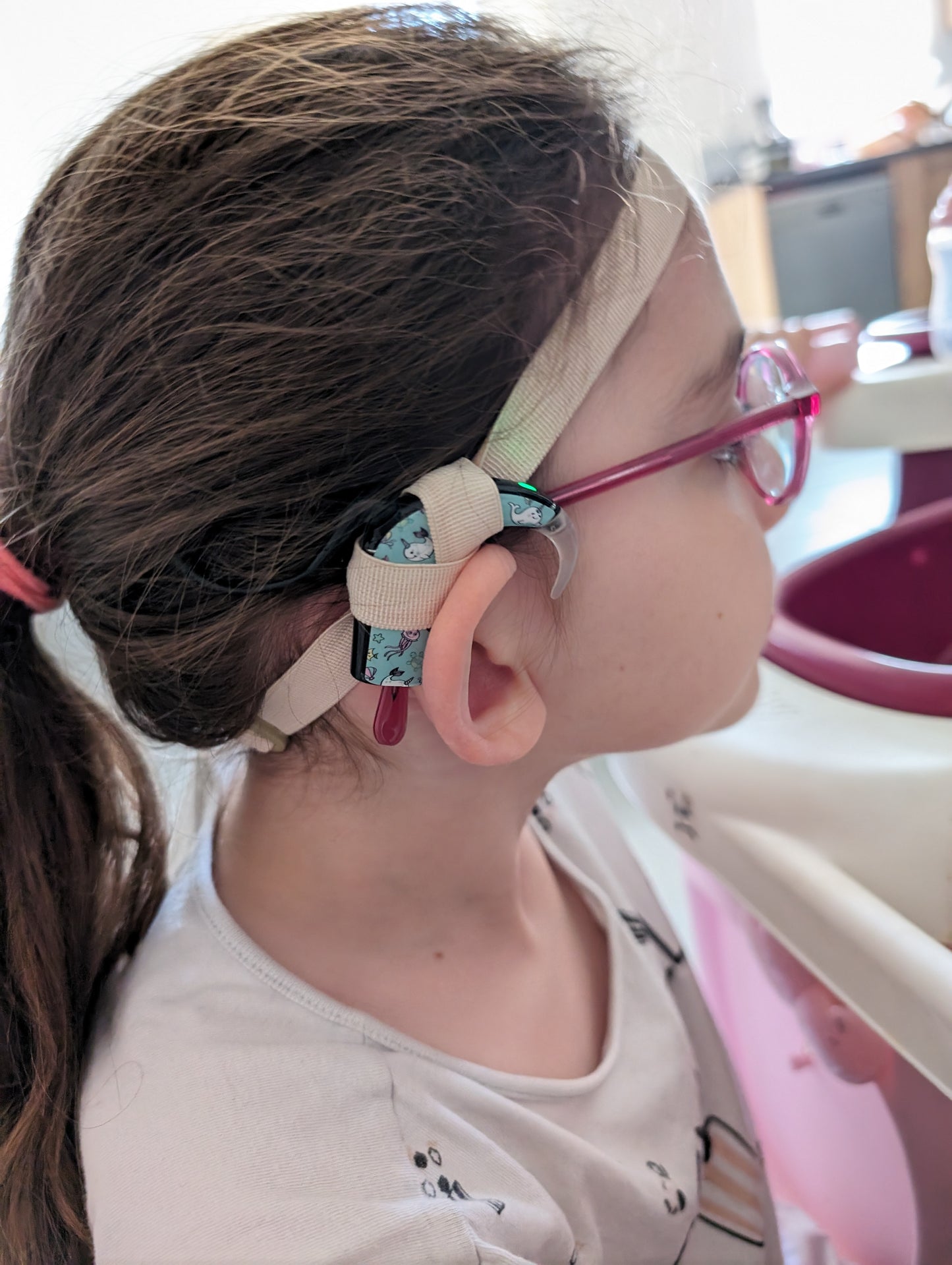 Bandeaux réglable antidérapant 15 mm pour implant cochléaire et prothèse auditive - brettelles d oreilles sécurité anti perte enfant