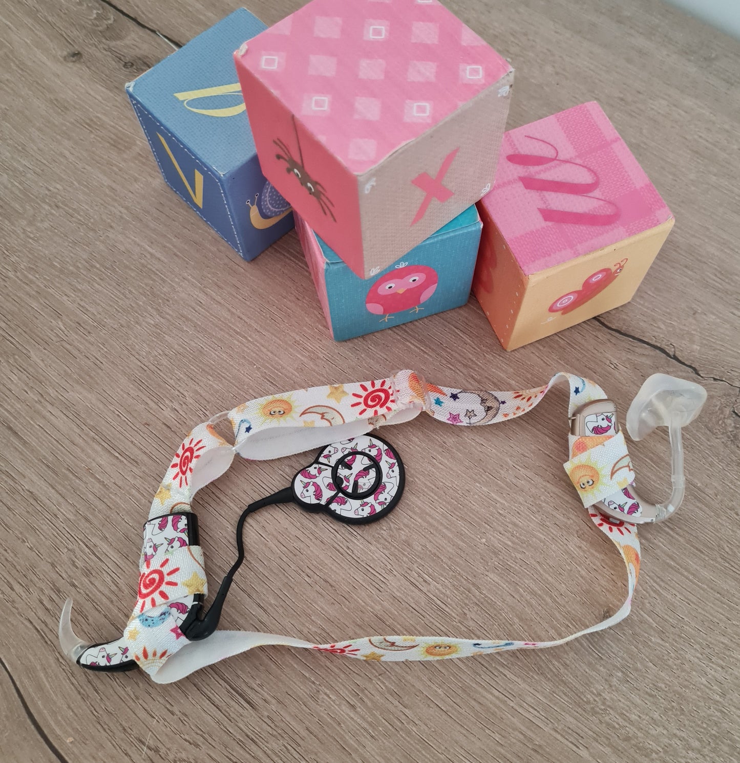 Bandeau de maintien pour implant cochléaire et prothèse auditive Motif soleil et lune serre tête anti perte Taille ajustable