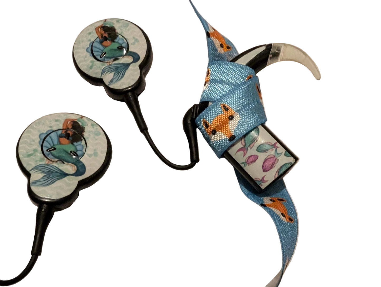 Bandeau ajustable pour implant cochleaire et aides auditives motif renard