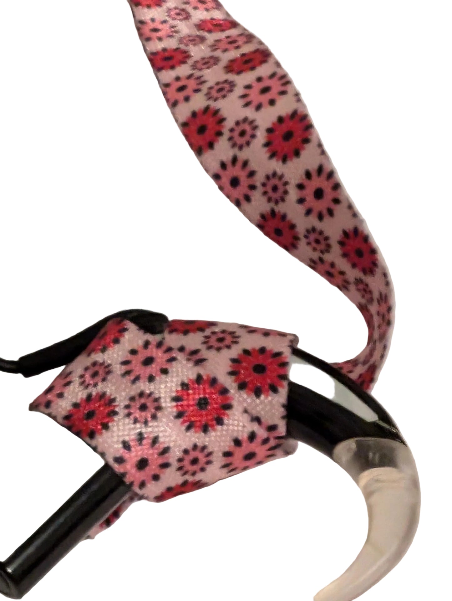 Bandeau pour implant cochleaire et prothese auditive taille reglable fleur rose
