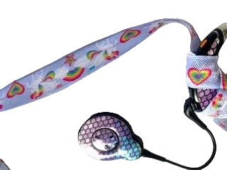 bandeau ajustable pour implant cochleaire et aide auditive motif licorne