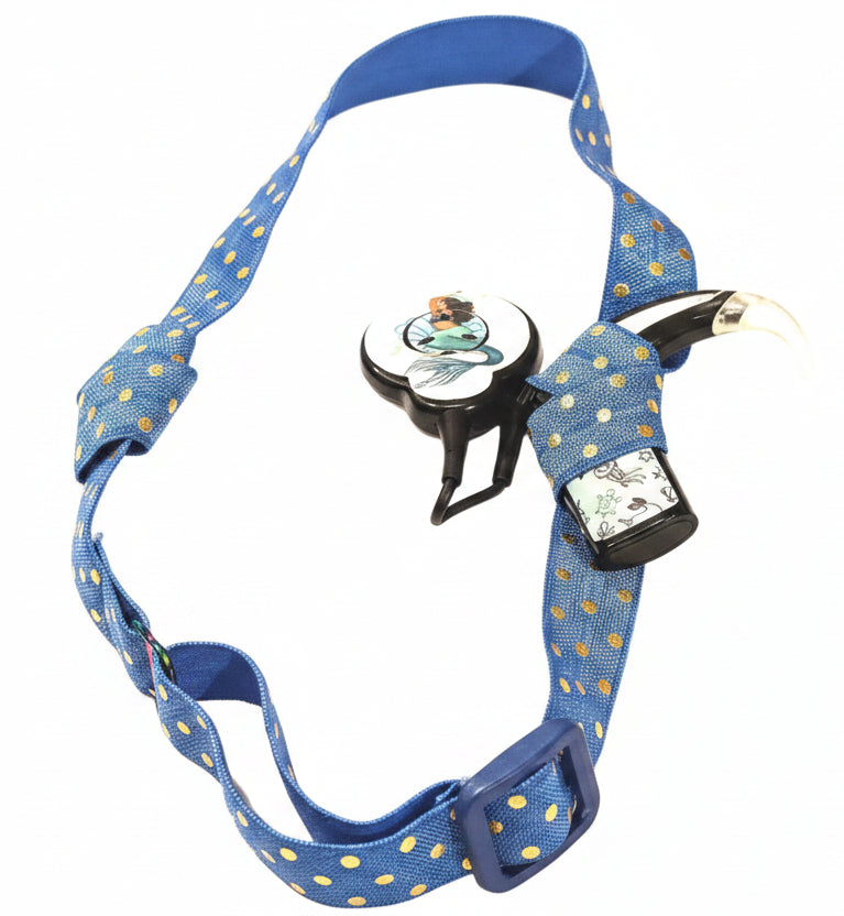 bandeau réglable  pour implant cochléaire et prothèses motifs pois
