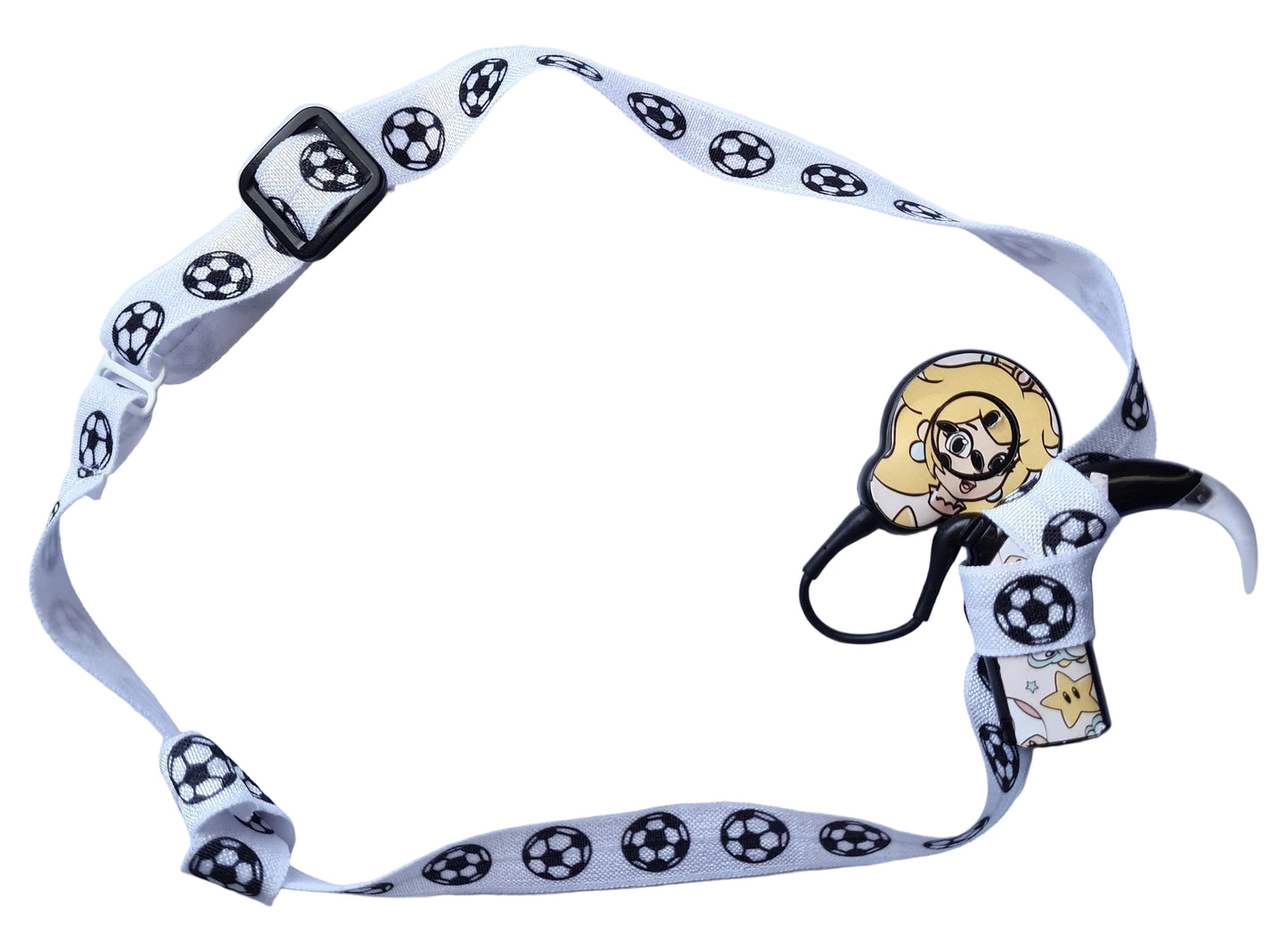 Bandeau ajustable  pour implant cochléaire et prothèse motif foot