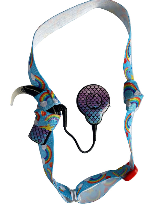Bandeau ajustable pour implant cochleaire et aide auditive arc en ciel