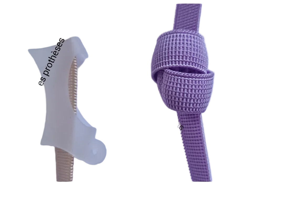 Bandeau ajustable antidérapant pour implant et prothèse avec petit nœud coulissant