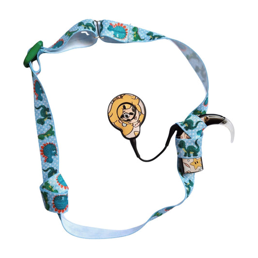 Bandeau ajustable  pour implant cochléaire et prothèses pour enfants et bébés motif Dino