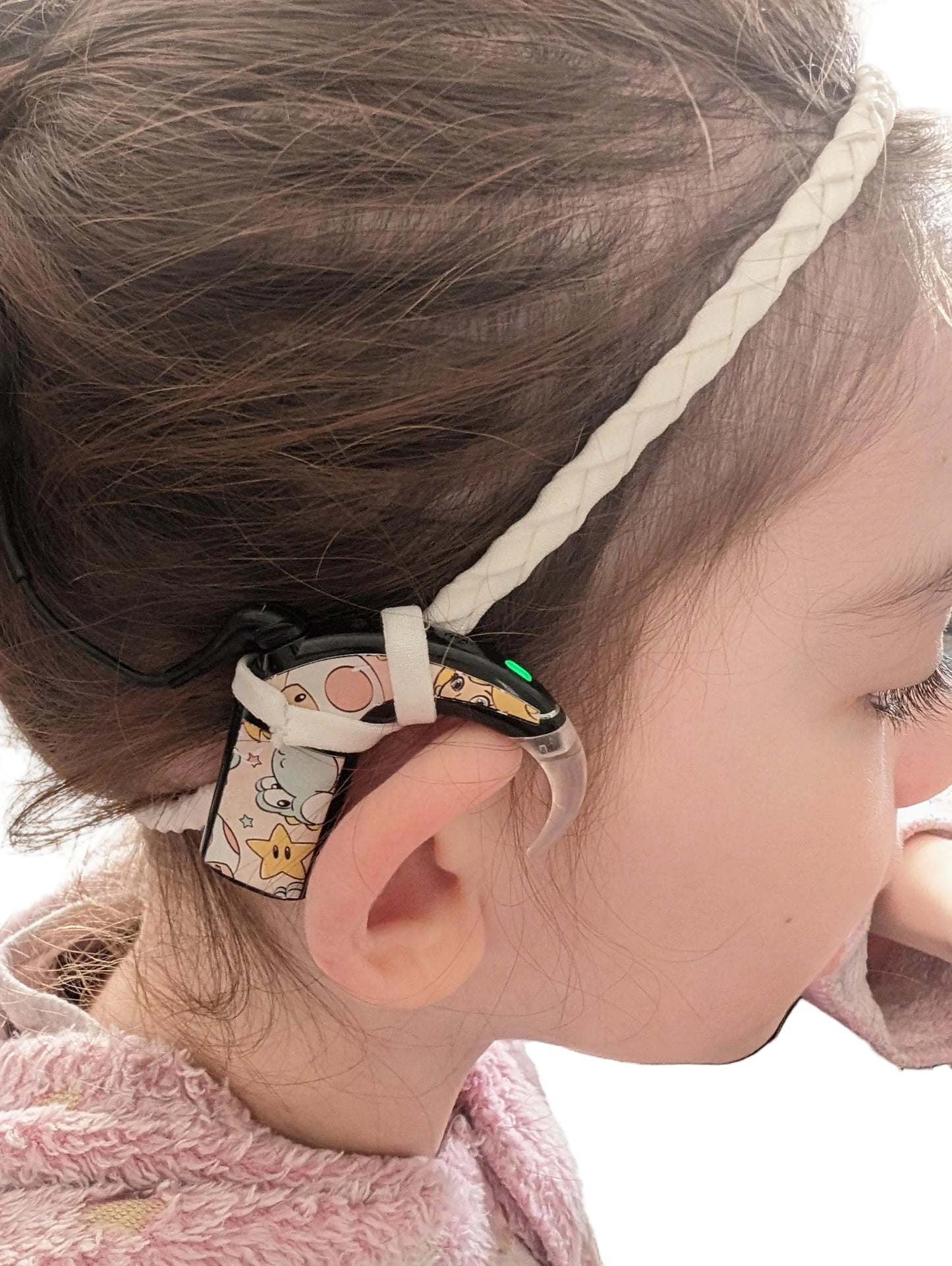 bandeau tressé pour implant cochléaire et prothèse auditive brettelle d oreille taille unique très extensible