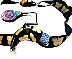 bandeau ajustable pour implant cochleaire et aide auditive motif papillon dore