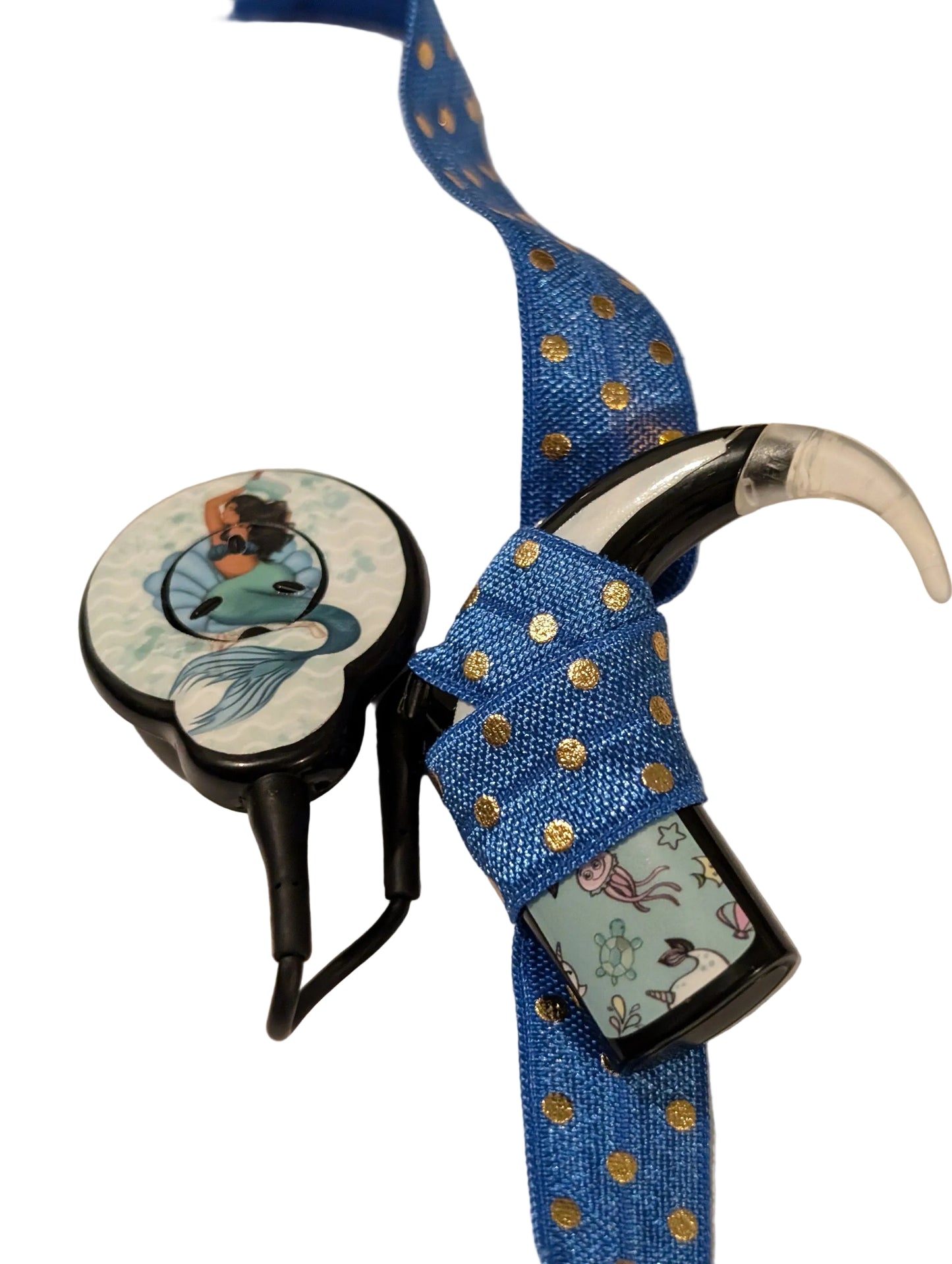bandeau réglable  pour implant cochléaire et prothèses motifs pois