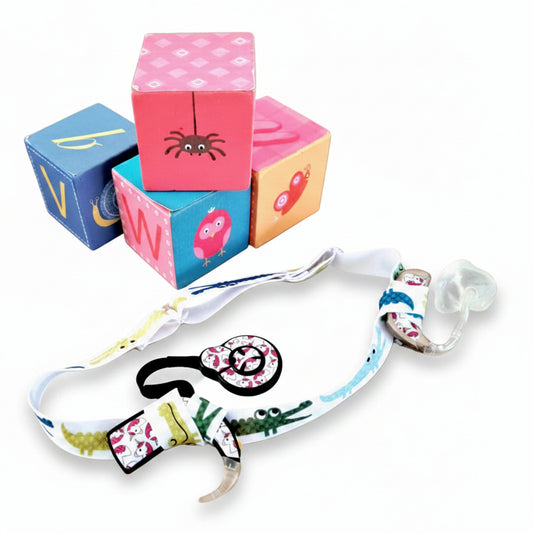 Bandeau réglable pour implant cochléaire et prothèses motif crocos pour enfant