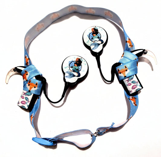 Bandeau ajustable pour implant cochleaire et aides auditives motif renard