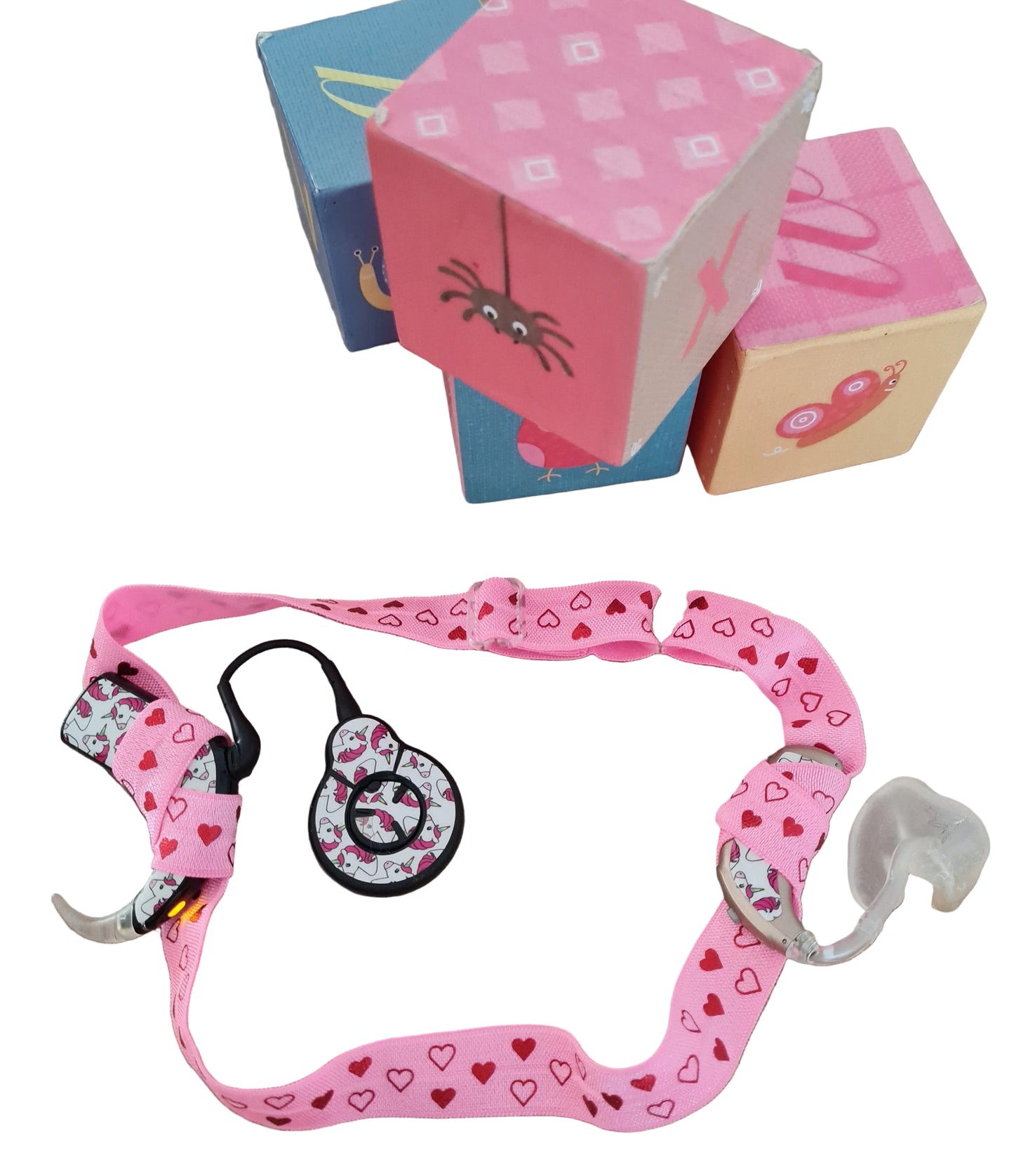Bandeau ajustable pour implant et prothèses motif cœurs