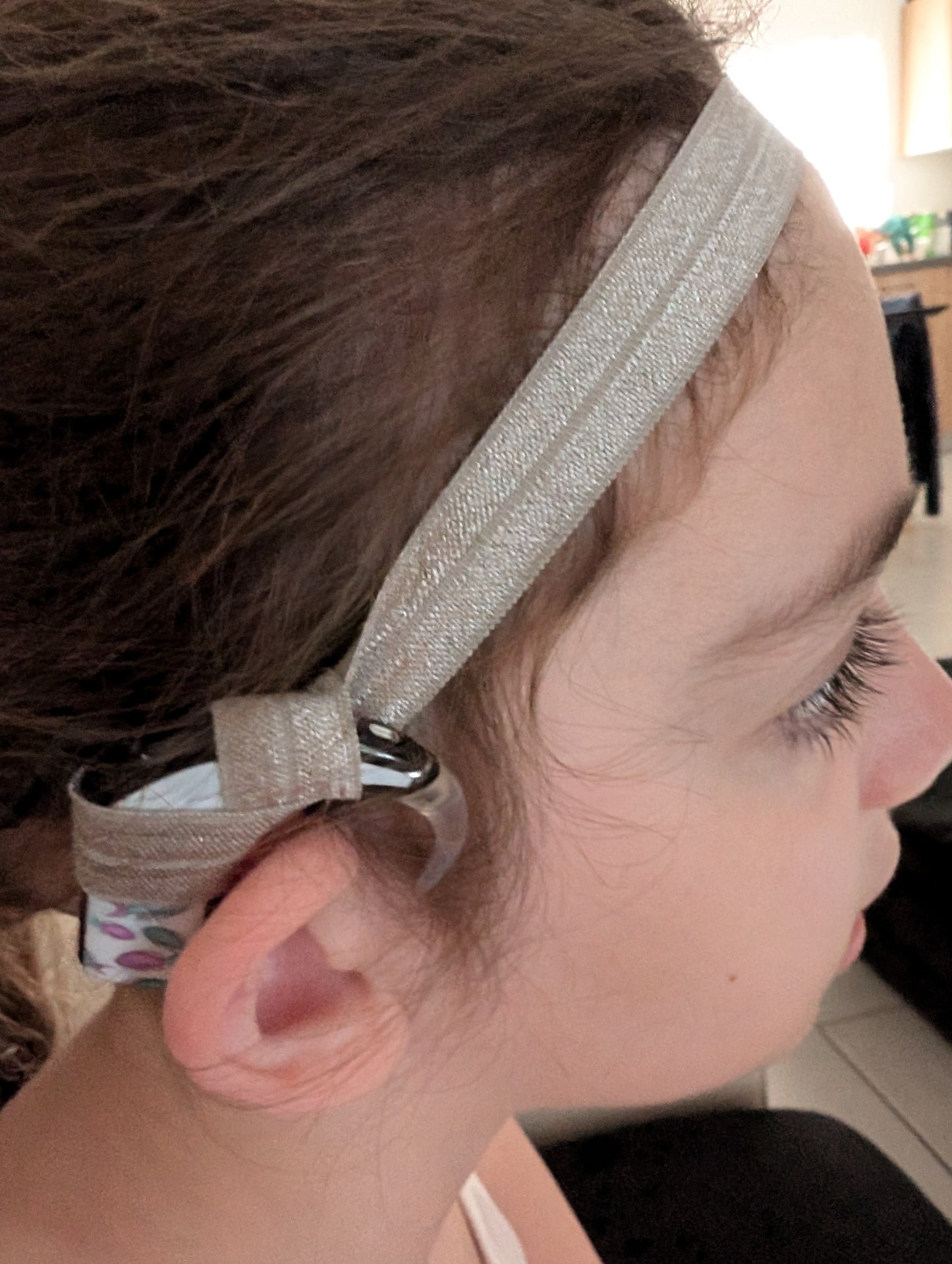 Bandeaux satin unis pour implant  cochléaire et prothèse auditive taille ajustable ou classique serre tête anti perte implant