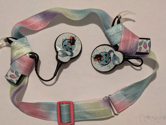 bandeau pour implant cochléaire et prothèse auditive satin unis arc en ciel ou Galaxy serre tête anti perte taille ajustable