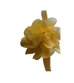 Bandeau réglable antidérapant pour implant cochléaire et prothèses auditives avec fleur mousseline sur système coulissant