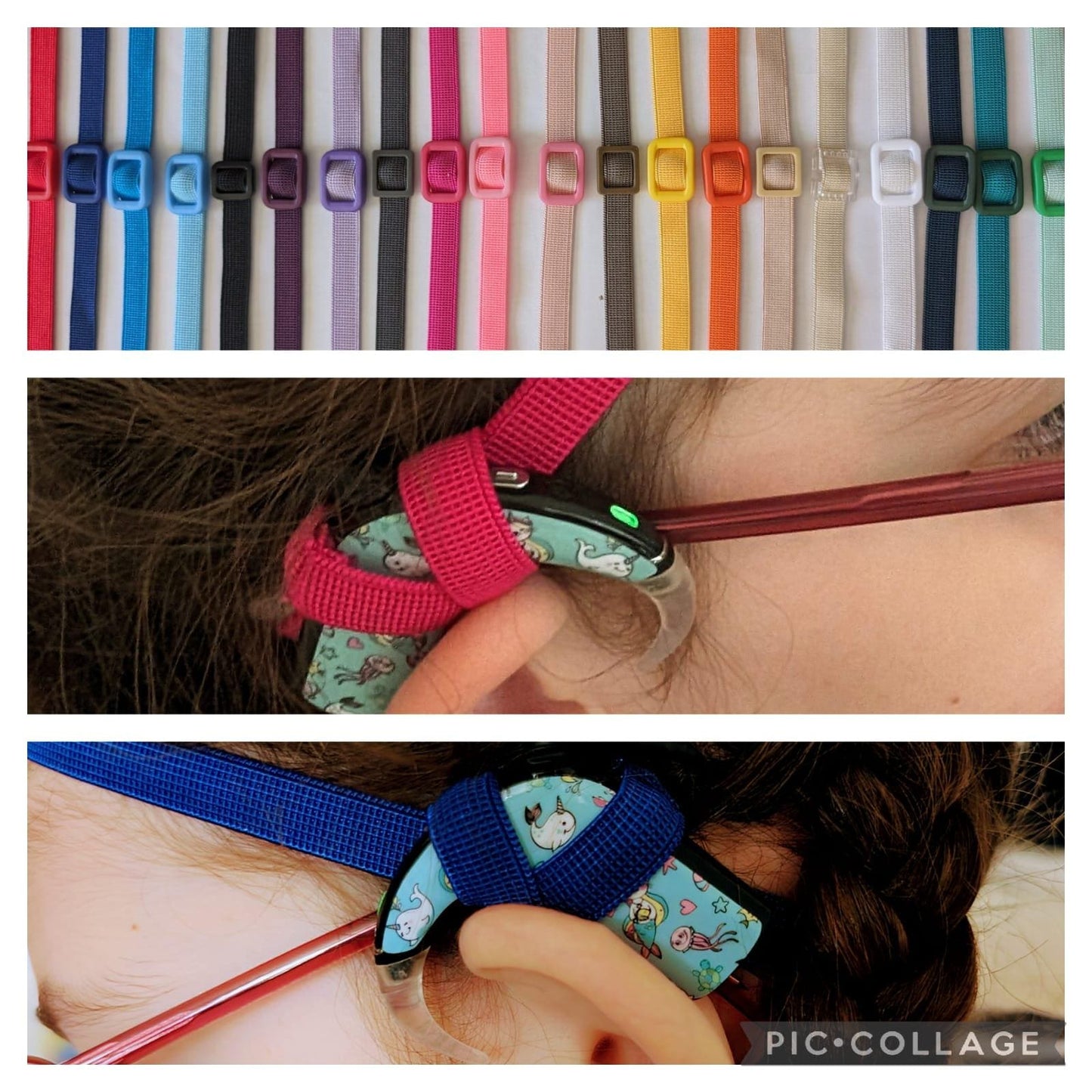 Bandeau  implant cochleaire enfant taille ajustable ouverture par crochet taille ajustable