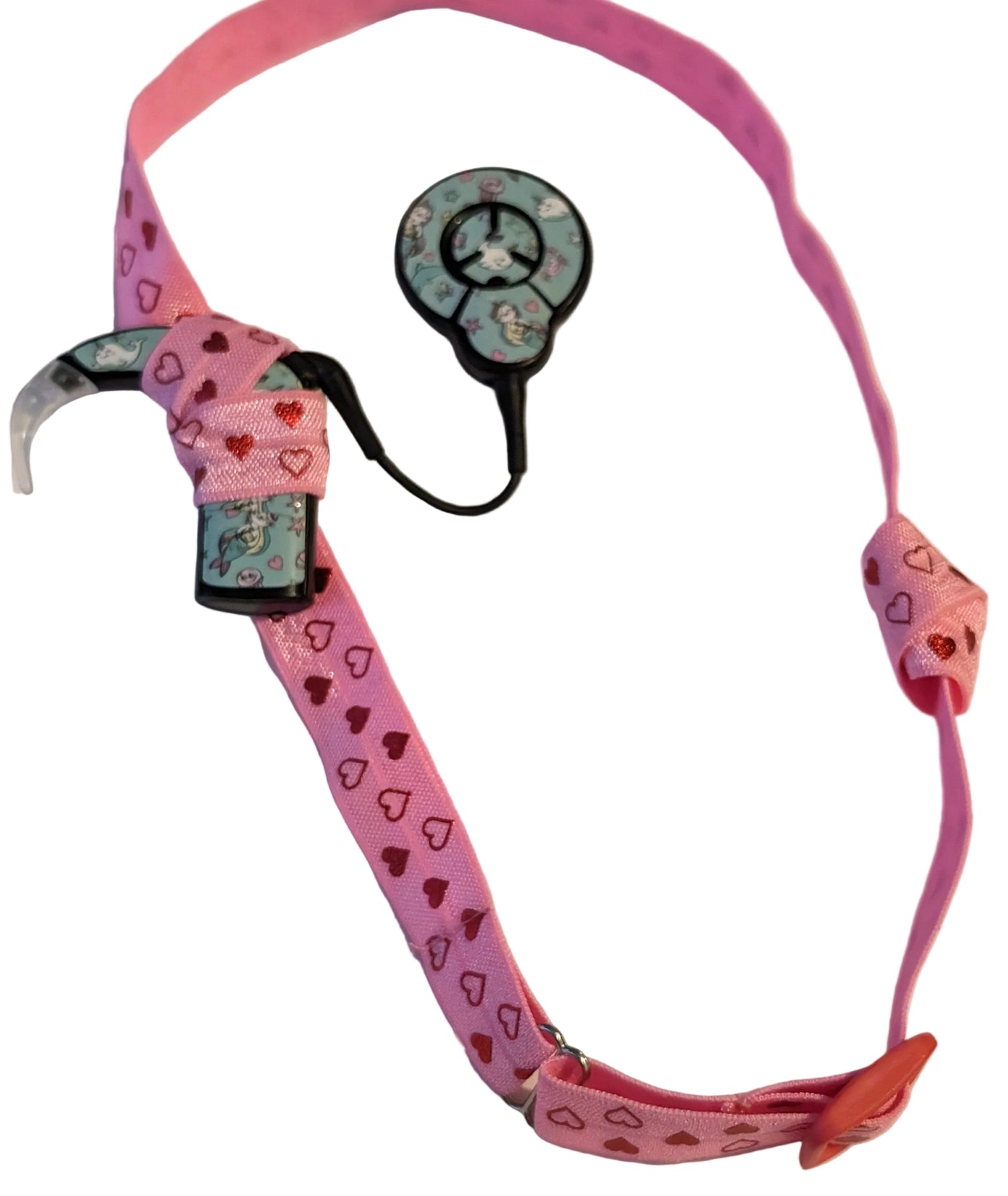 Bandeau ajustable pour implant et prothèses motif cœurs
