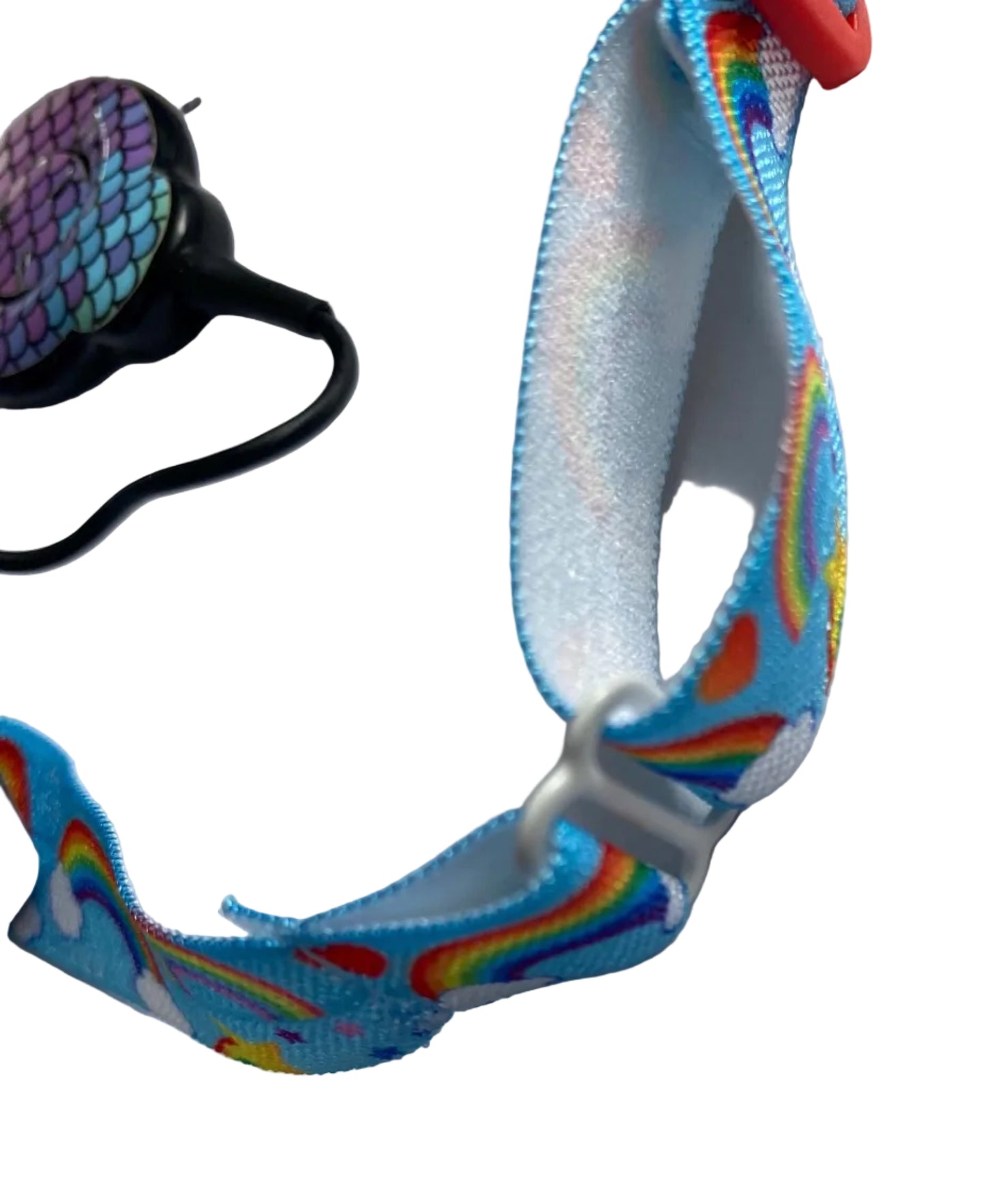 Bandeau ajustable pour implant cochleaire et aide auditive arc en ciel