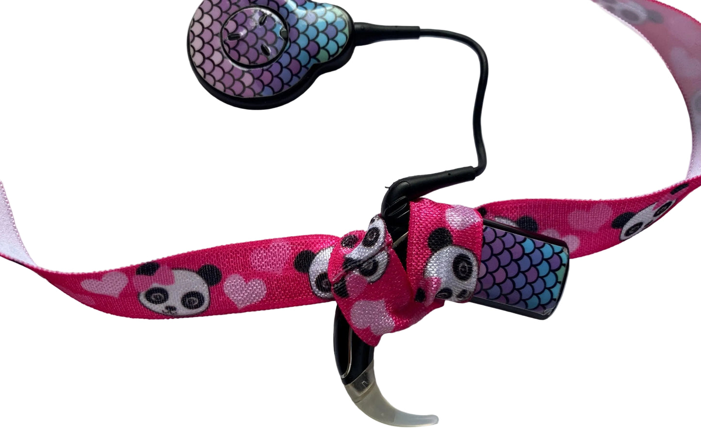 Bandeau ajustable pour implant cochleaire et aides auditives motif panda