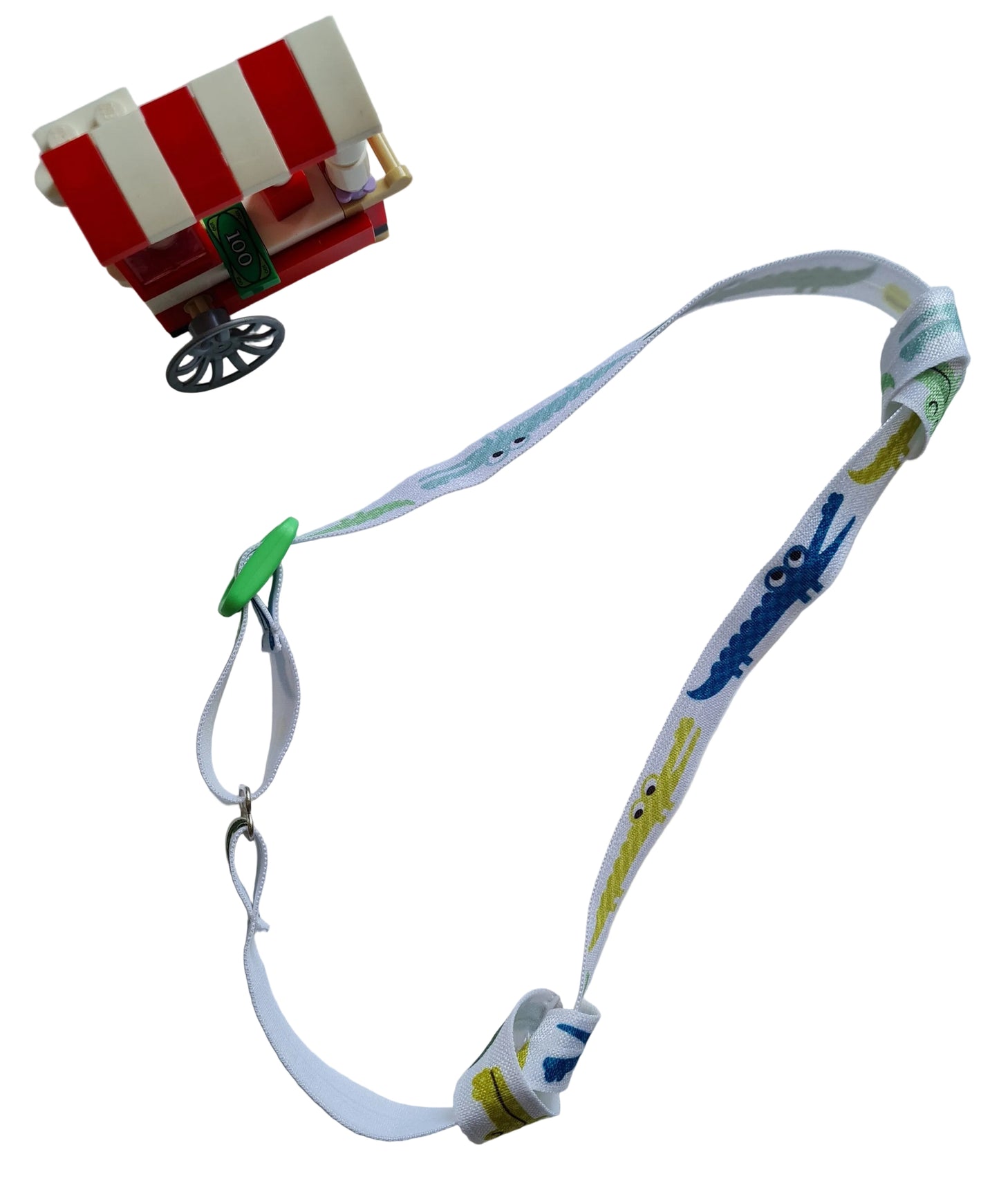Bandeau réglable pour implant cochléaire et prothèses motif crocos pour enfant