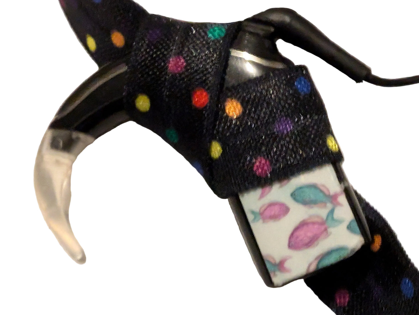 bandeau réglable  pour implant cochléaire et prothèses motifs pois