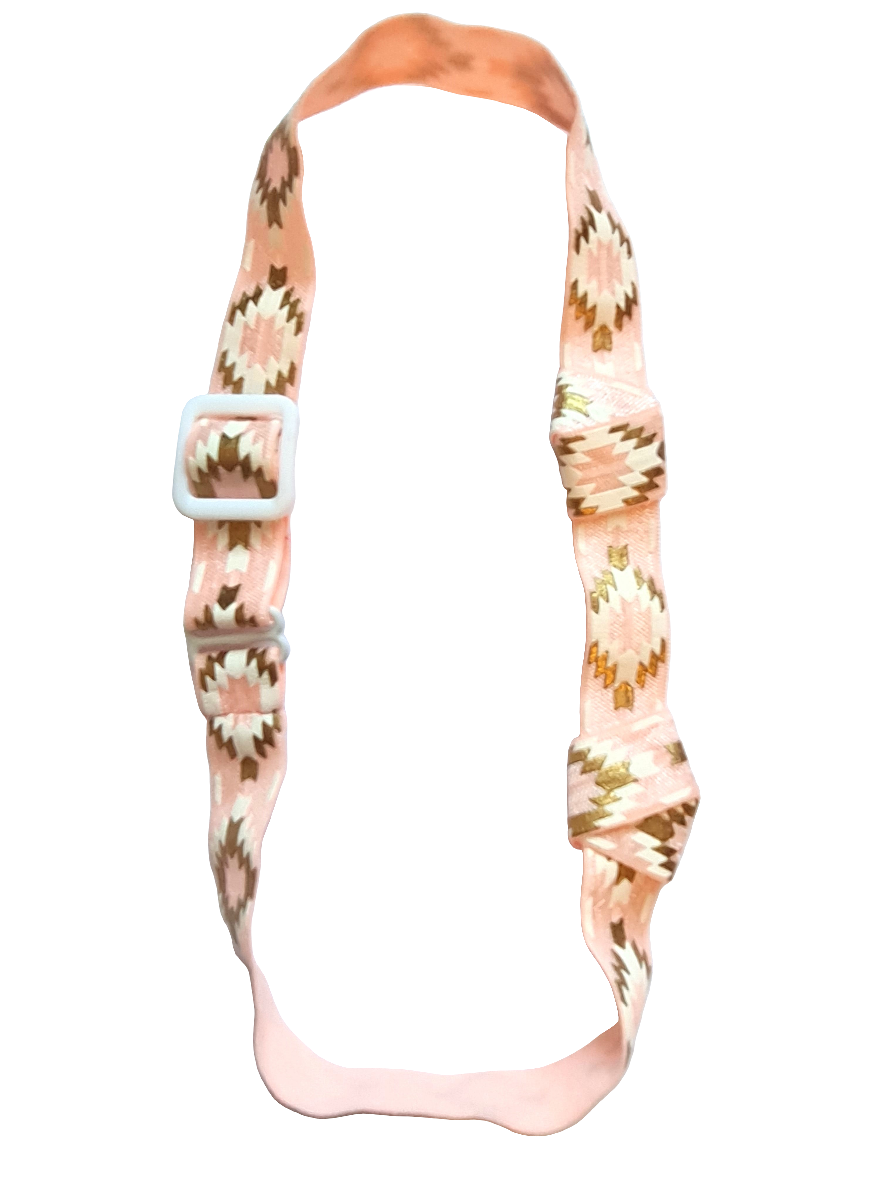 Bandeau de maintien réglable  pour implant cochléaires et prothèses auditives motif à chevrons