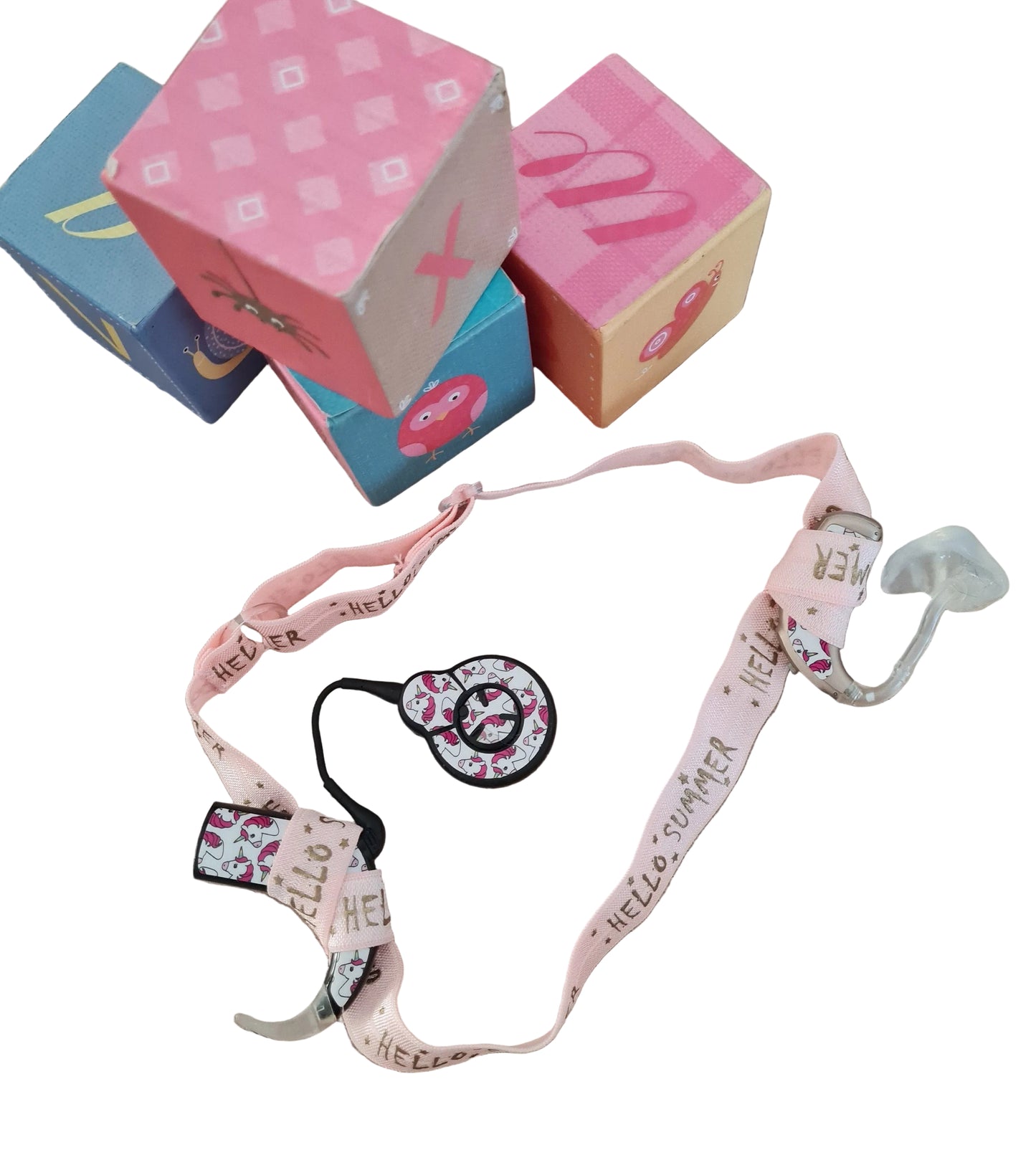 Bandeau réglable pour implant cochleaire et prothèses auditives motif hello summer