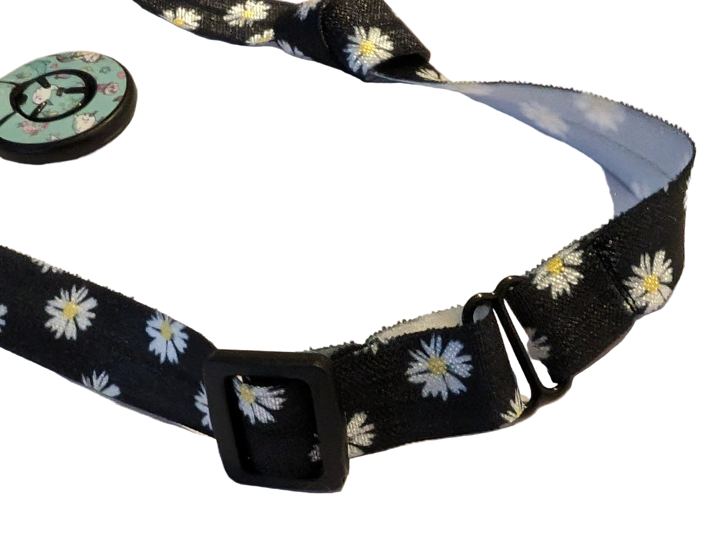 Bandeau maintien pour implant et prothèses auditives motif fleurs taille reglable