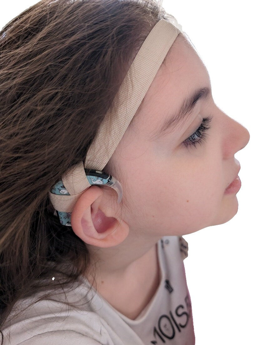 Bandeau antidérapant  réglable 15 mm pour implant cochléaire et prothèses