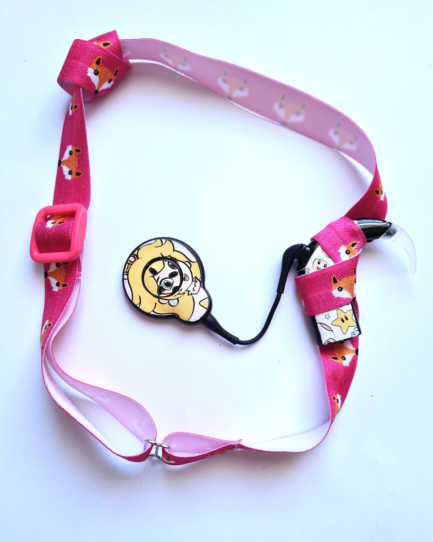 Bandeau ajustable pour implant cochleaire et prothese auditive motif renard