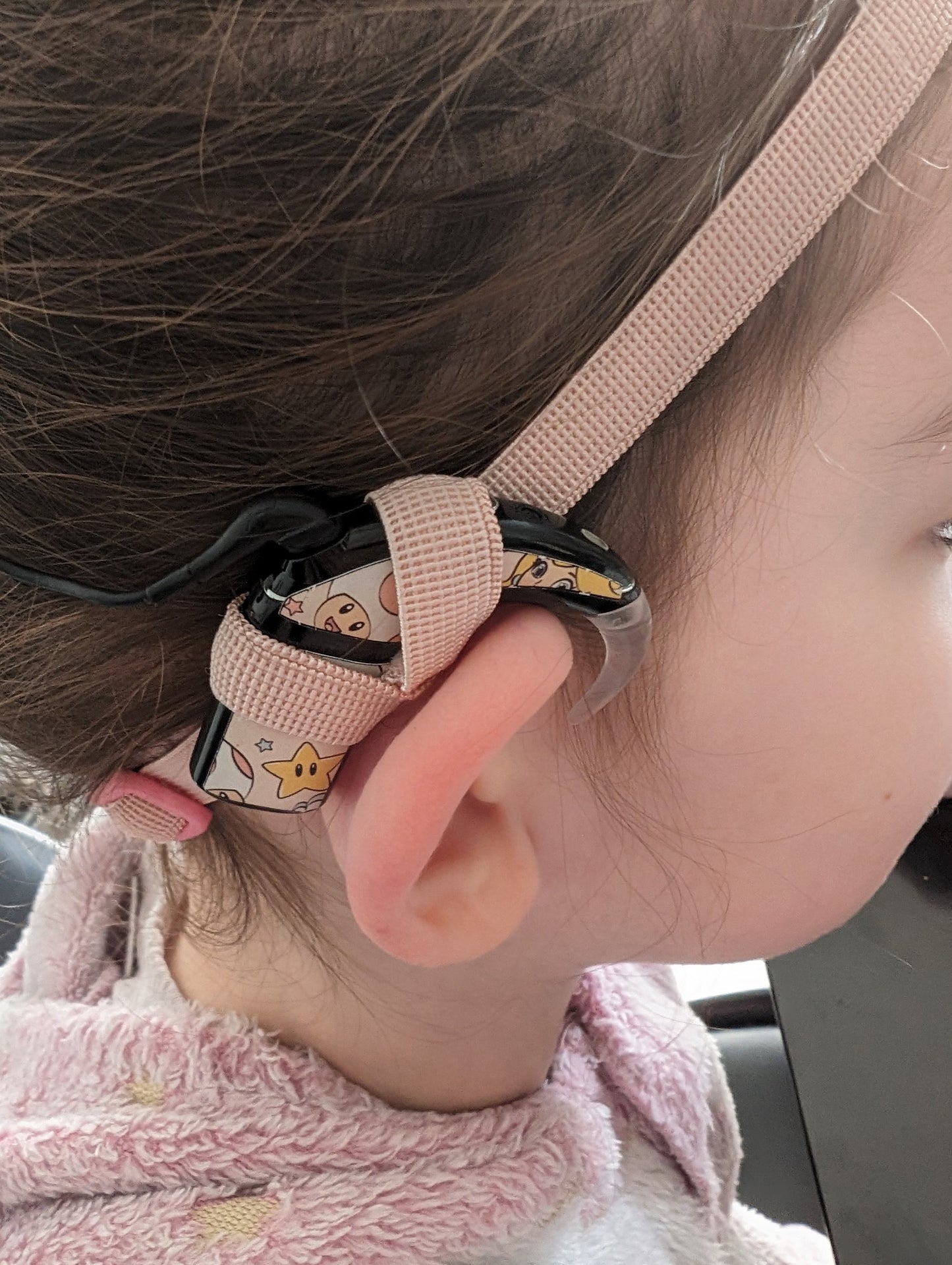 Bandeau antidérapant ajustable pour implant cochleaire et aide auditive 10 mm