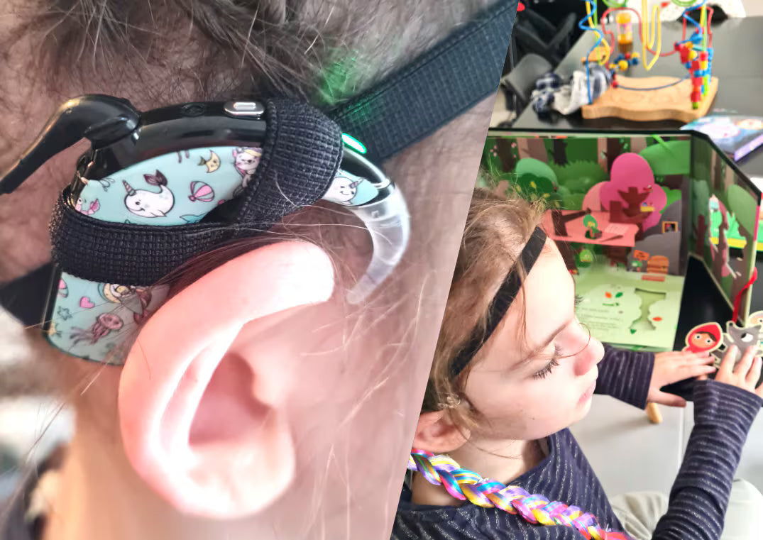 Bandeau antidérapant ajustable pour implant cochleaire et aide auditive 10 mm