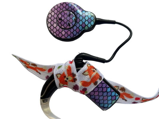 Bandeau ajustable pour implant cochleaire et prothese auditive motif renard