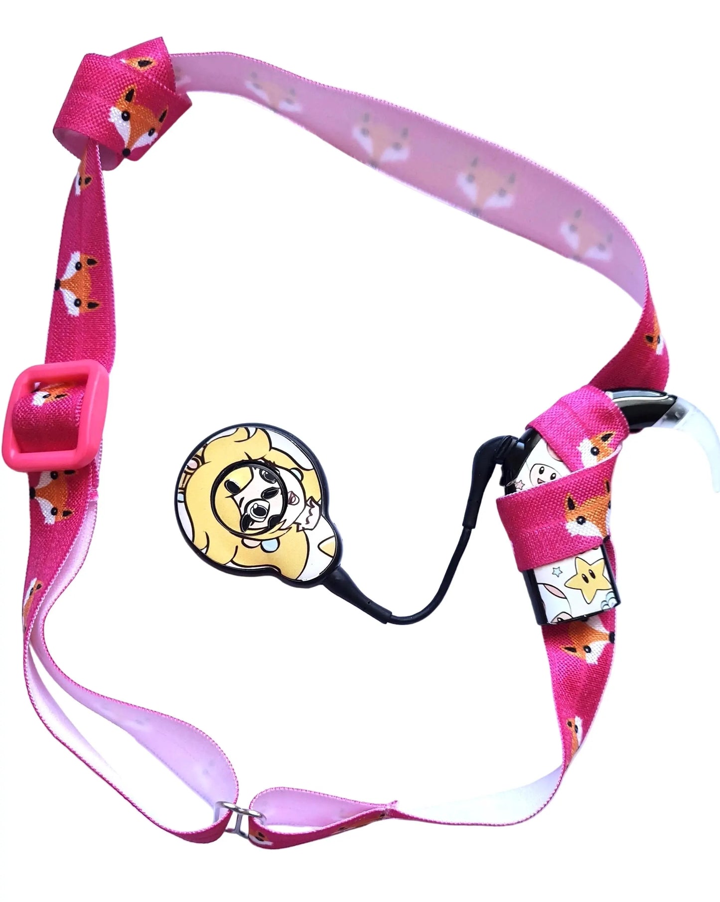 Bandeau ajustable pour implant cochleaire et prothese auditive motif renard